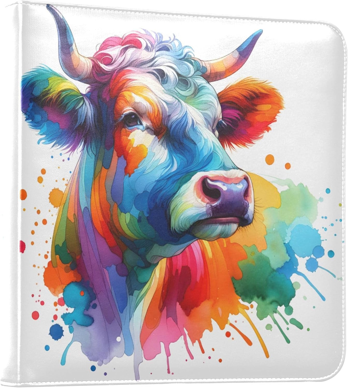 JIPONI Cattle Head Colorful Large Photo Album, DIY Leather Cover Scrapbook Albums for 4x6 5x7 6x8 Pictures, Self Adhesive Memory Book for Wedding, Baby, Family