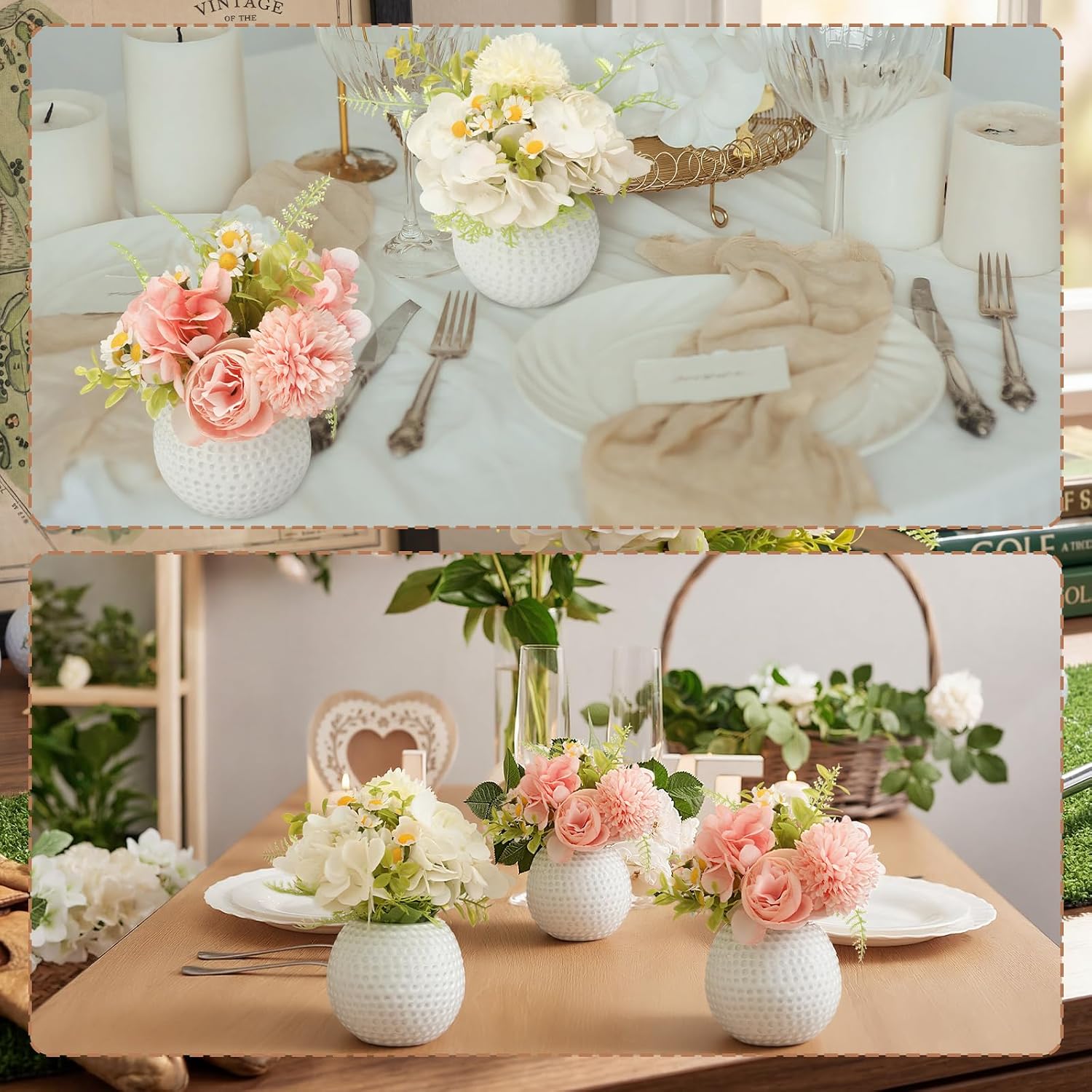 6 Pcs Golf Vase for Table Centerpieces 4 Inch Small Resin Pots image 4
