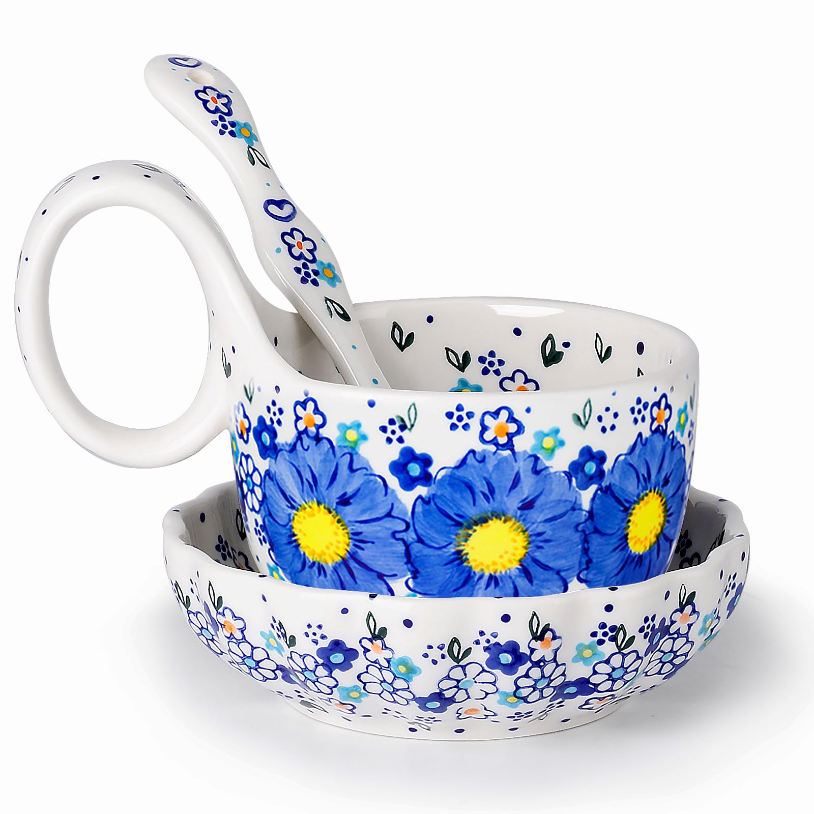 Amazon.com | silesia Handmade Loop Handle Soup Bowl, Plate and