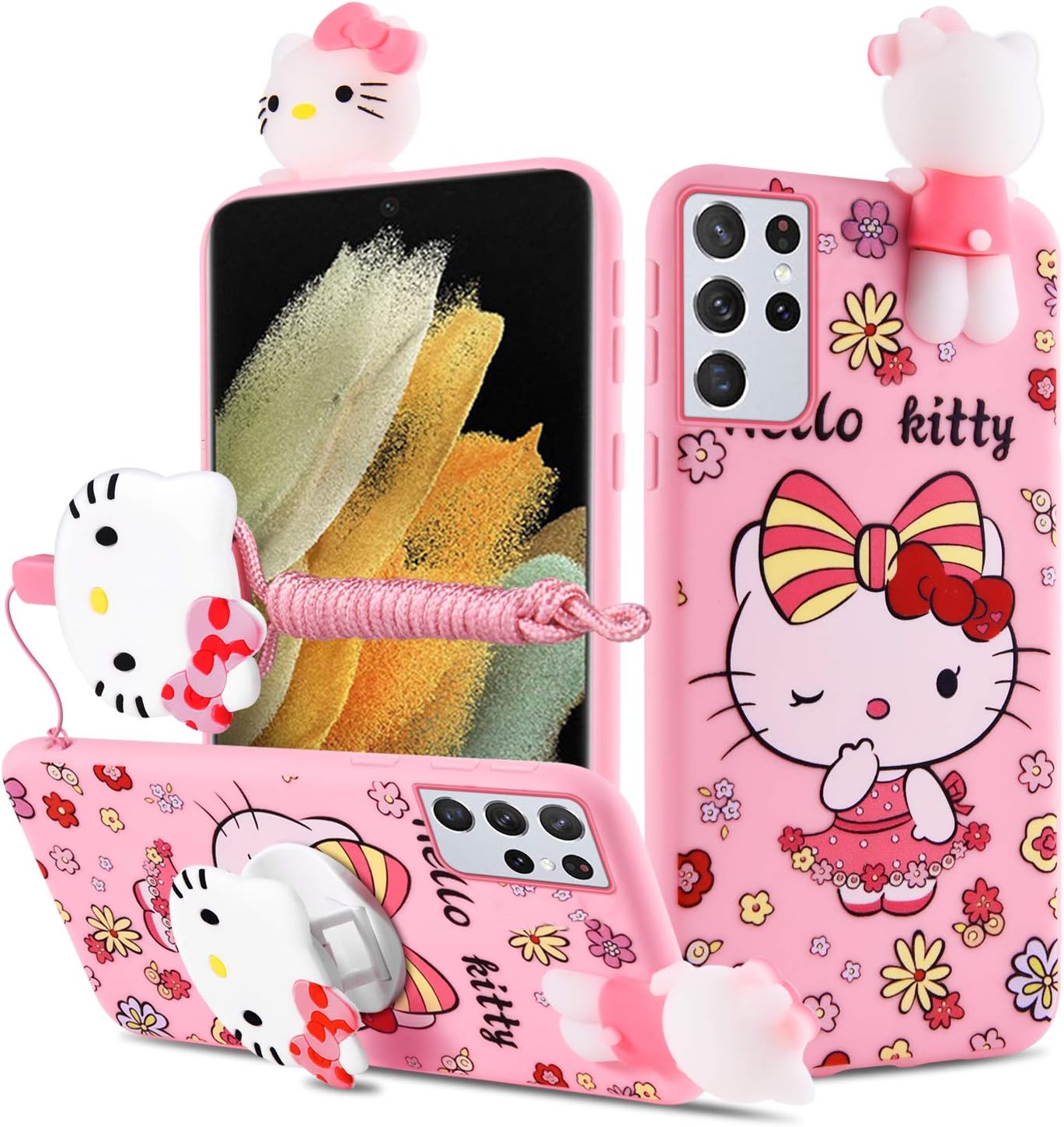 HIKERCLUB Huawei P30 Lite Case 3D Cartoon Minnie Camera Case Disney Mickey Mouse Soft Rubber Cover with Necklace Hand Strap for Kids Boys Girls Teens Gift Case for Huawei P30 Lite