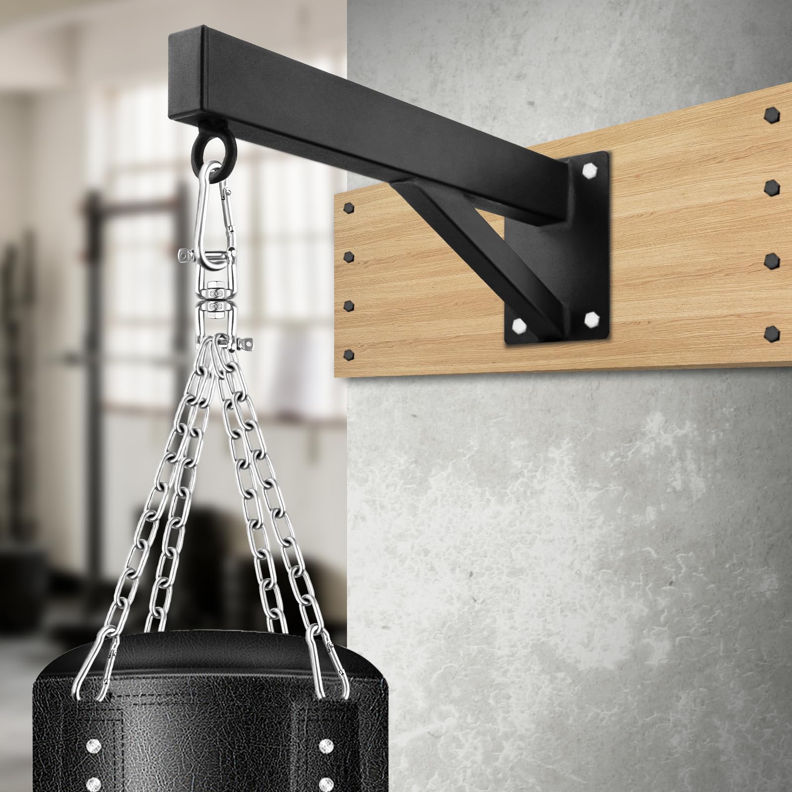 YORWHIN Punching Bag Hanger, Boxing Bag Wall Bracket Heavy Hanger Rated for 220 lbs Hanging Stand Silent Rotation for Home Gym Indoor Outdoor Boxing Exercise