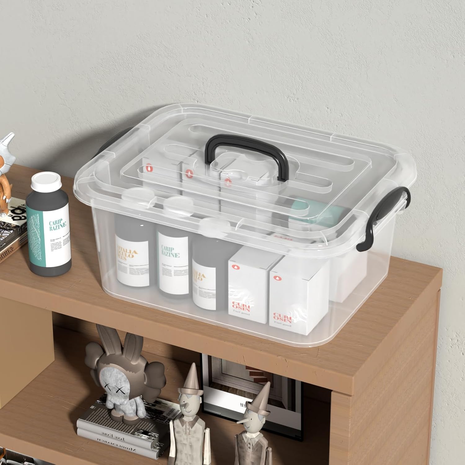 8 L Clear Plastic Storage Box with Handle, Plastic Storage Containers with Lids, 2-Pack