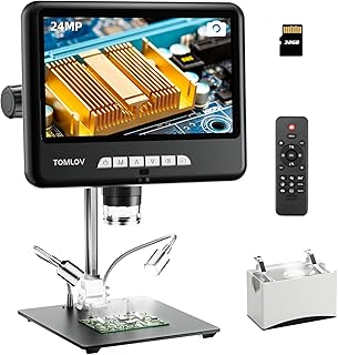DM402 Pro 2K Digital Microscope 1200x, 10.1" 24MP HDMI Coin Microscope with IPS Screen, Bottom Transmitted Light, LCD Soldering Microscope, 10" Stand for Full Coin View, PC/TV Compatible, 32GB