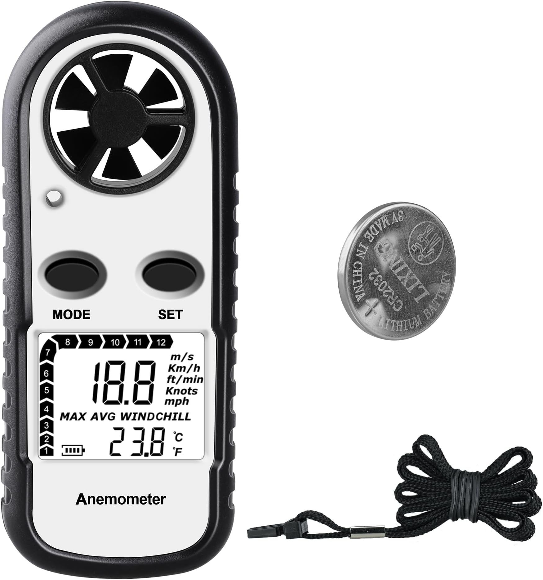 Digital Anemometer Wind Speed Meter, Wind Gauges Air Flow Velocity Meter for Measuring Wind Chill Temperature Speed, Wind Meter Thermometer Gauge for Shooting Windsurfing Fishing Hunting