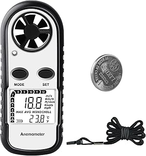 Digital Anemometer Wind Speed Meter, Wind Gauges Air Flow Velocity Meter for Measuring Wind Chill Temperature Speed, Wind Meter Thermometer Gauge for Shooting Windsurfing Fishing Hunting