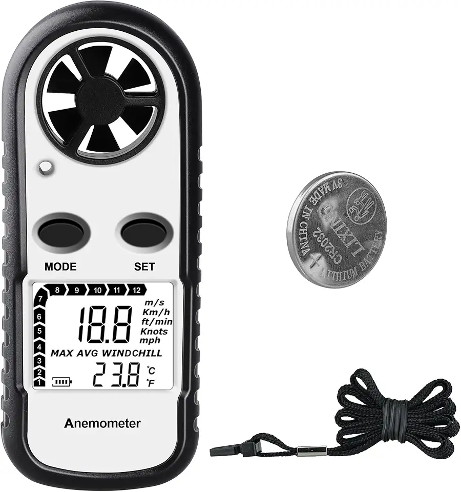 XRCLIF Anemômetro Digital para Medir A Velocidade do Vento, Medidor de Fluxo de Ar E Sensação Térmica, Termômetro para Tiro, Windsurf, Pesca E Caça.