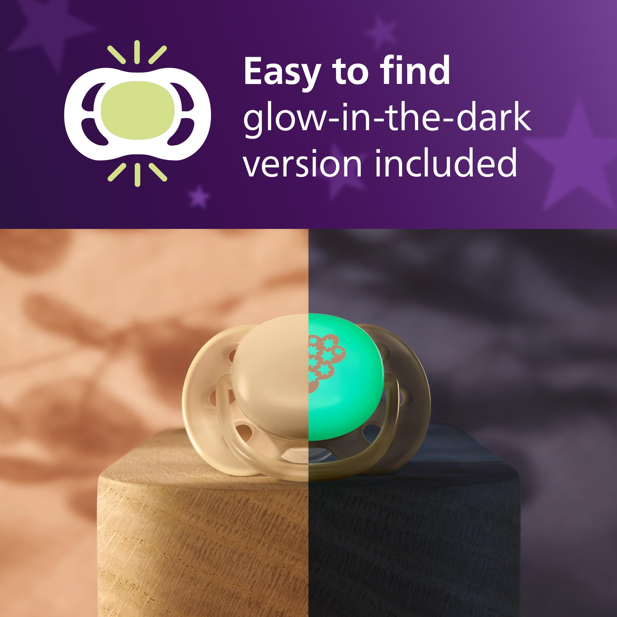 Philips Avent Ultra Soft Day & Night Soothers, Orthodontic Design, for Babies 6-18 Months, Glow in The Dark - Image 4