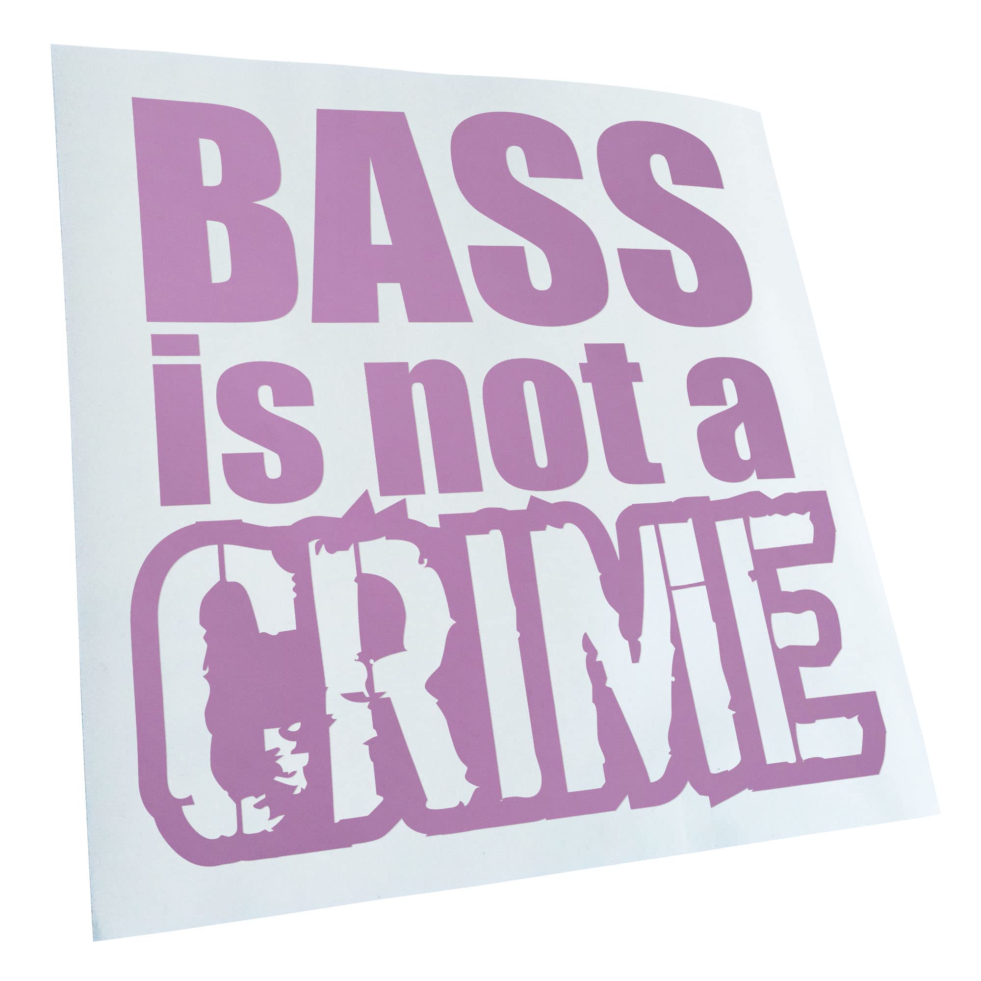 Kiwistar - Car Sticker - Bass is not a Crime - Lilac - 10 x 10 cm - Rear Window Car Sticker Weatherproof for Car Truck Moped Truck - Sticker Exterior Self-Adhesive Tuning Accessories for Window