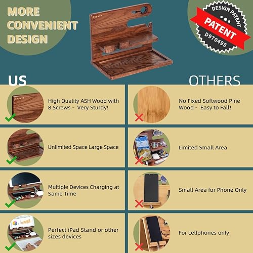 Miniatura 4 de Regalos para papá, marido, hombres, ideas de cumpleaños de hija, hijo, esposa, estación de acoplamiento de teléfono de madera, organizador de mesita
