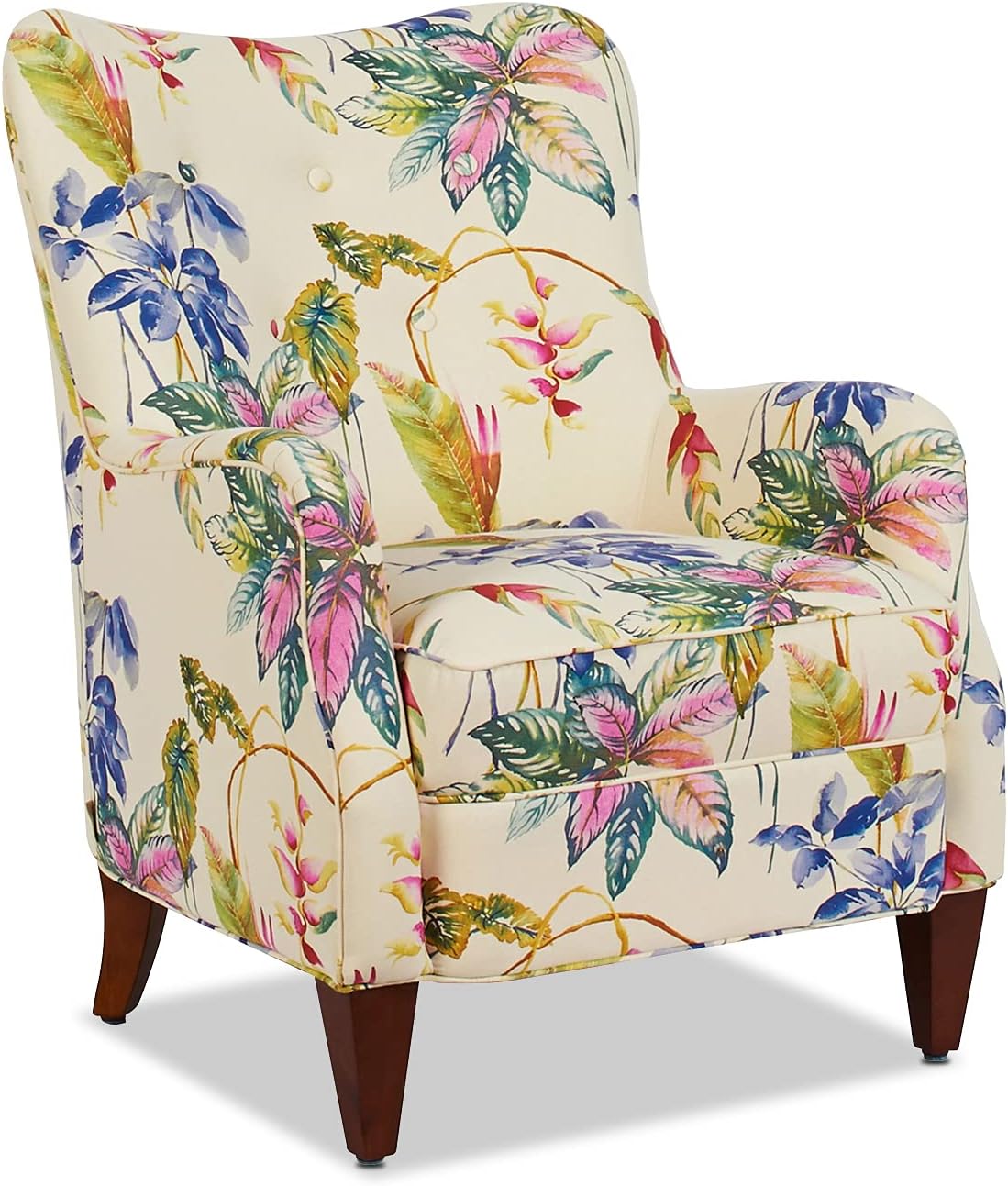 Jennifer Taylor Home Derval Upholstered Arm Chair, Off-White/Floral Printed On Cotton