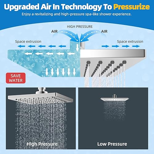 Miniatura 6 de Hibbent Cabezal de ducha filtrado de metal, cabezal de ducha de lluvia de alta presión de 6 pulgadas, filtro de ducha de 20 etapas para suavizador