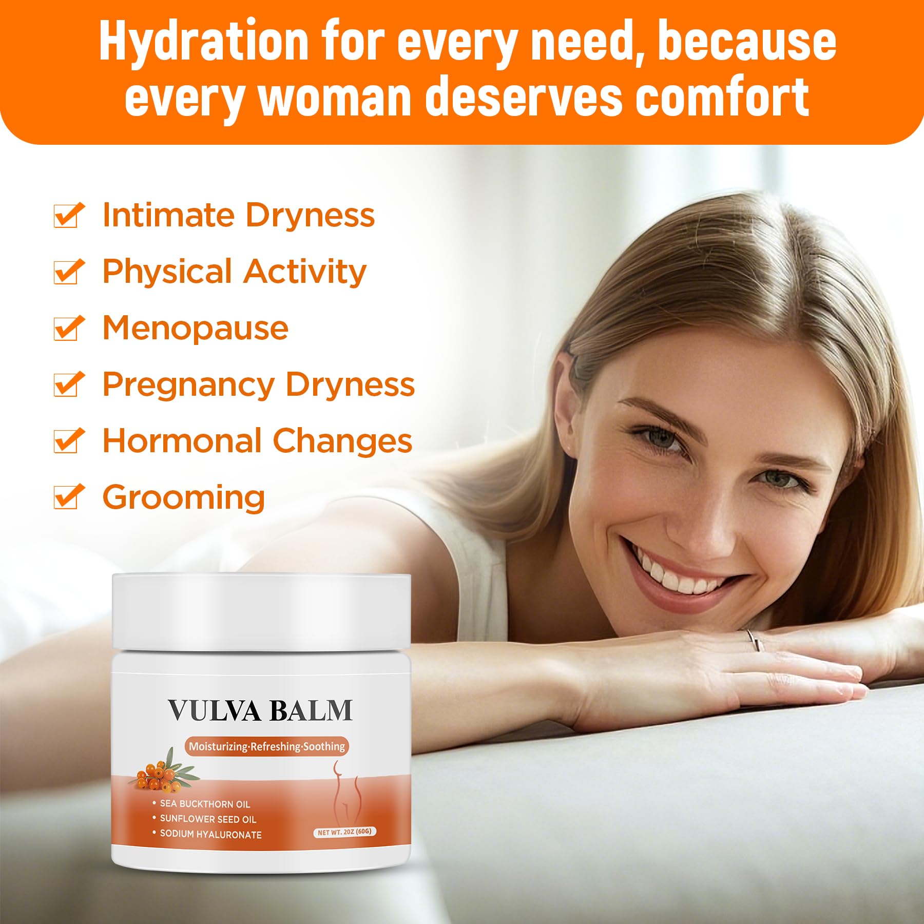 Vulva Balm Moisture Cream for Women Vaginal Moisturizer, Helps with Vulva Dryness and Itching, Soothing & Nonsticky Intimate Care Balm Cream for pH and Hormone Balance and Menopause Support