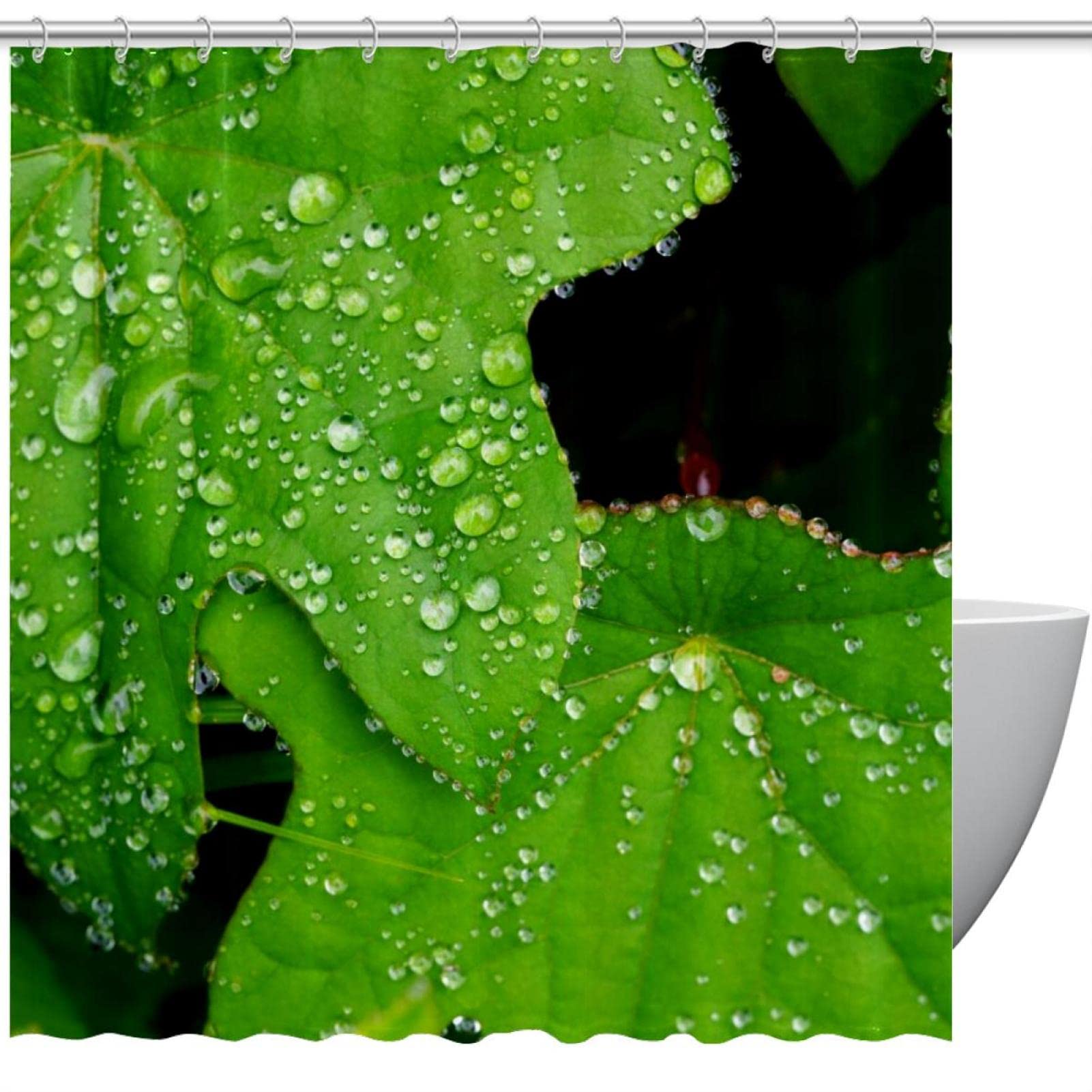 Rideau de douche d&eacute;coration vert sauvage pour cr&eacute;er une ambiance nature