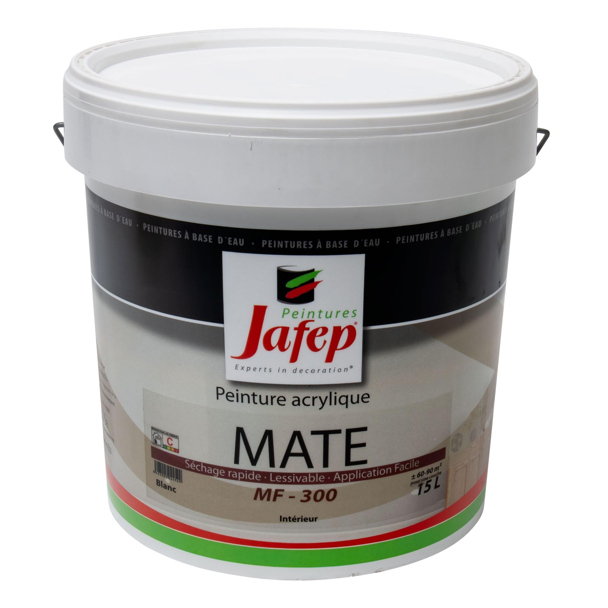 Peinture acrylique mate blanc Jafep 15 L pour rénover vos pièces