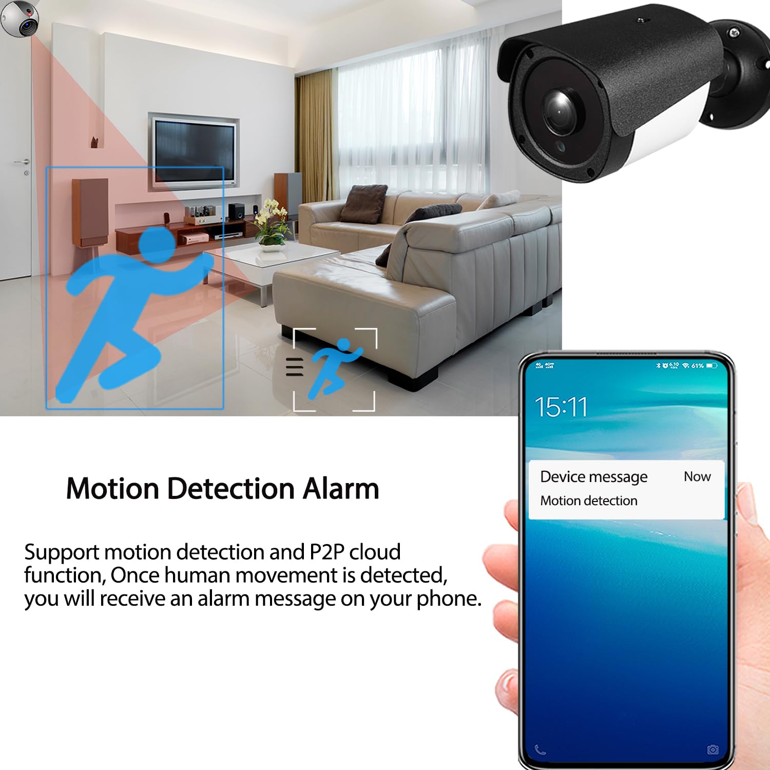 5MP POE IP Kamera, Metall Outdoor Indoor IP65 Wasserdicht POE Sicherheitskamera, 10M IR Nachtsicht 1.44mm Fisheye Panoramalinse P2P View Kamera, Bewegungserkennung (I542-P-HS-S)