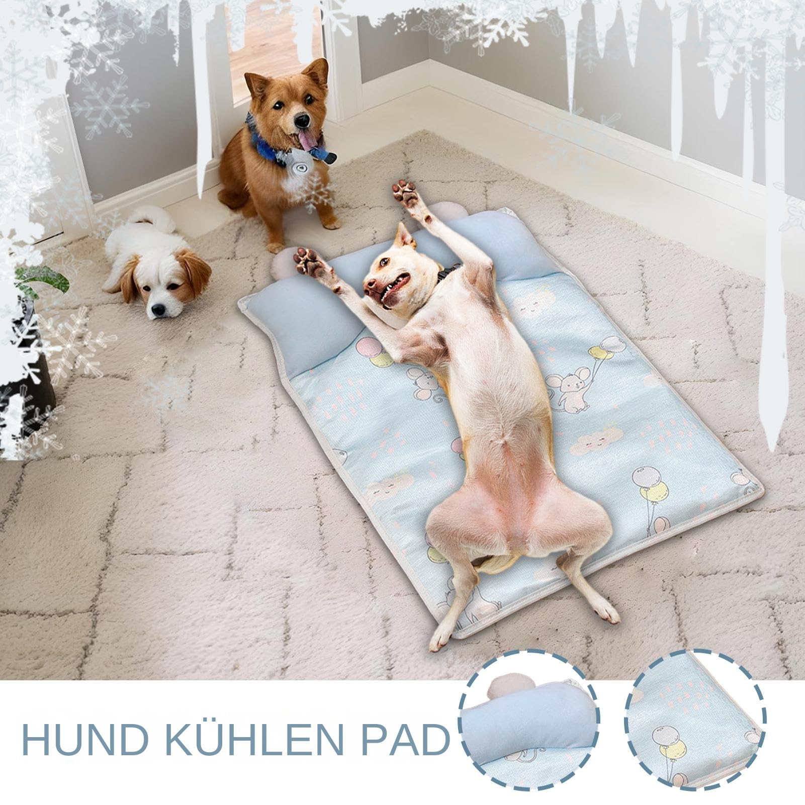 Generisch Tappetino rinfrescante per cani, tappetino refrigerante per animali domestici con cuscino, 45 x 35 cm, traspirante, per gabbia, cuccia, auto, uso interno o esterno, ideale dopo l'esercizio e