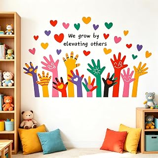 Pomodee Pegatinas de Pared Frase Motivadora Corazón Manos Vinilo | Adhesivos de Pared decoración pedagógica, vinilos decor...