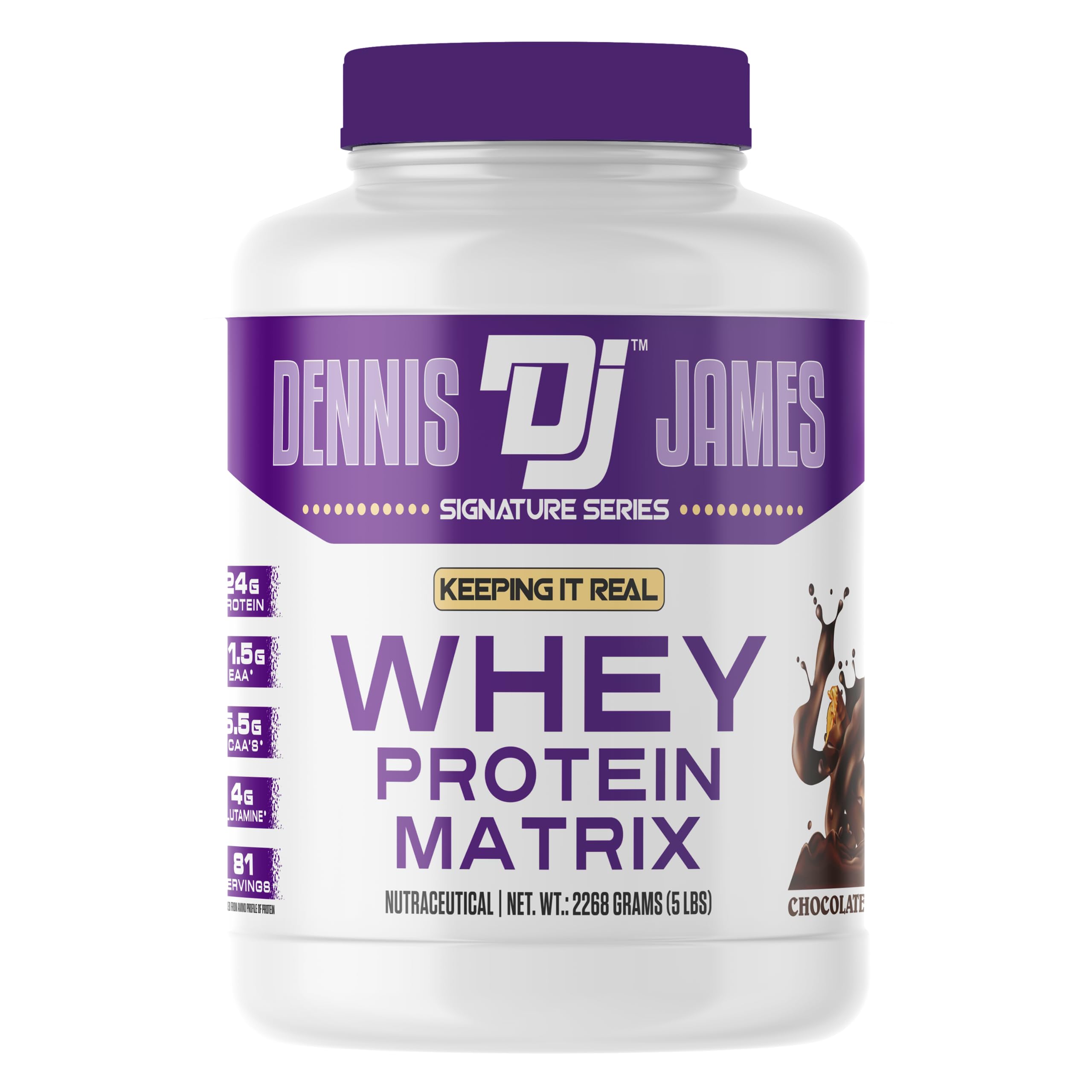 Dennis James Signature Series Whey Protein Matrix | Chocolate Fudge Flavor | 5 lbs (2268g) - 81 Servings | Premium Matrix for Ultimate Muscle Nutrition