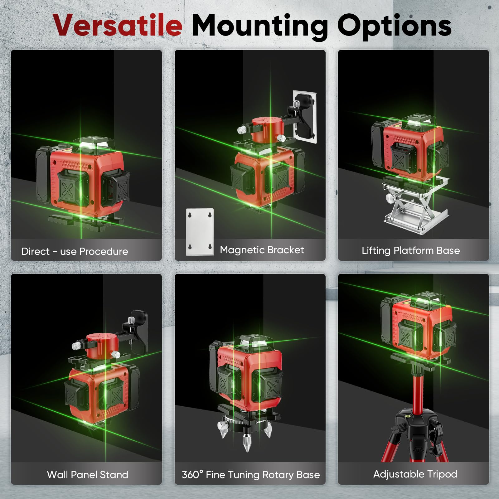 Laser Autolivellante 16 Linee 4D con Treppiede, Livella Laser Verde 4 x 360 ° con Batteria 6000mAh, Telecomando, per Piastrelle, Muri, Pavimenti, Cantieri, Interni