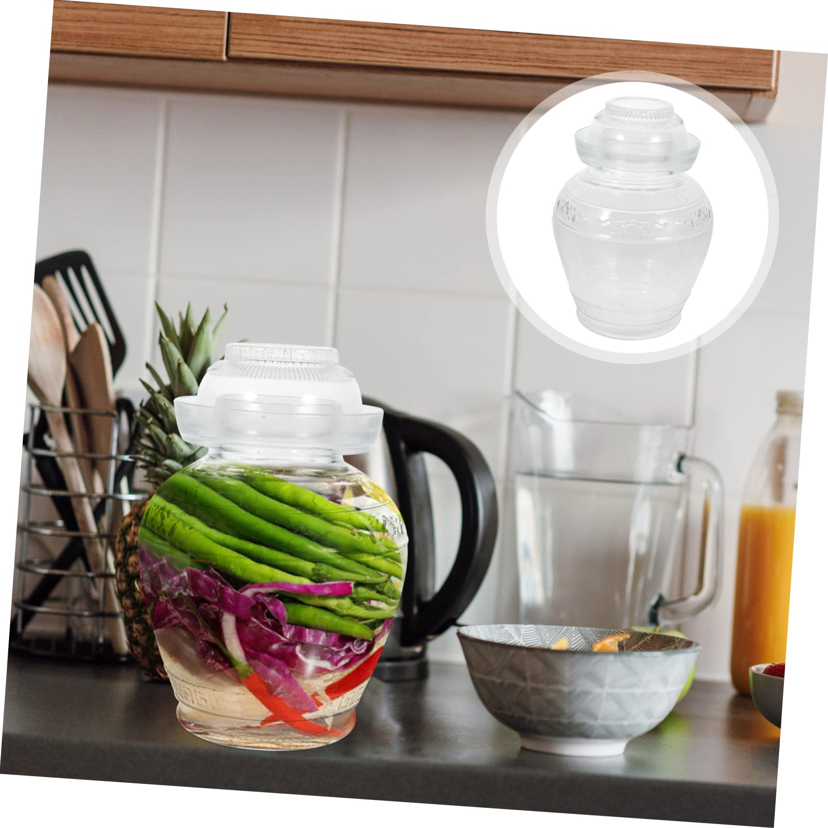 Cabilock Glass Containers Recipientes para Kimchi de Encurtido de con Tapa de Fermentación para Almacenamiento de Alimentos de Alba?il para Ensalada para Botella de Frasco Fermentaciones