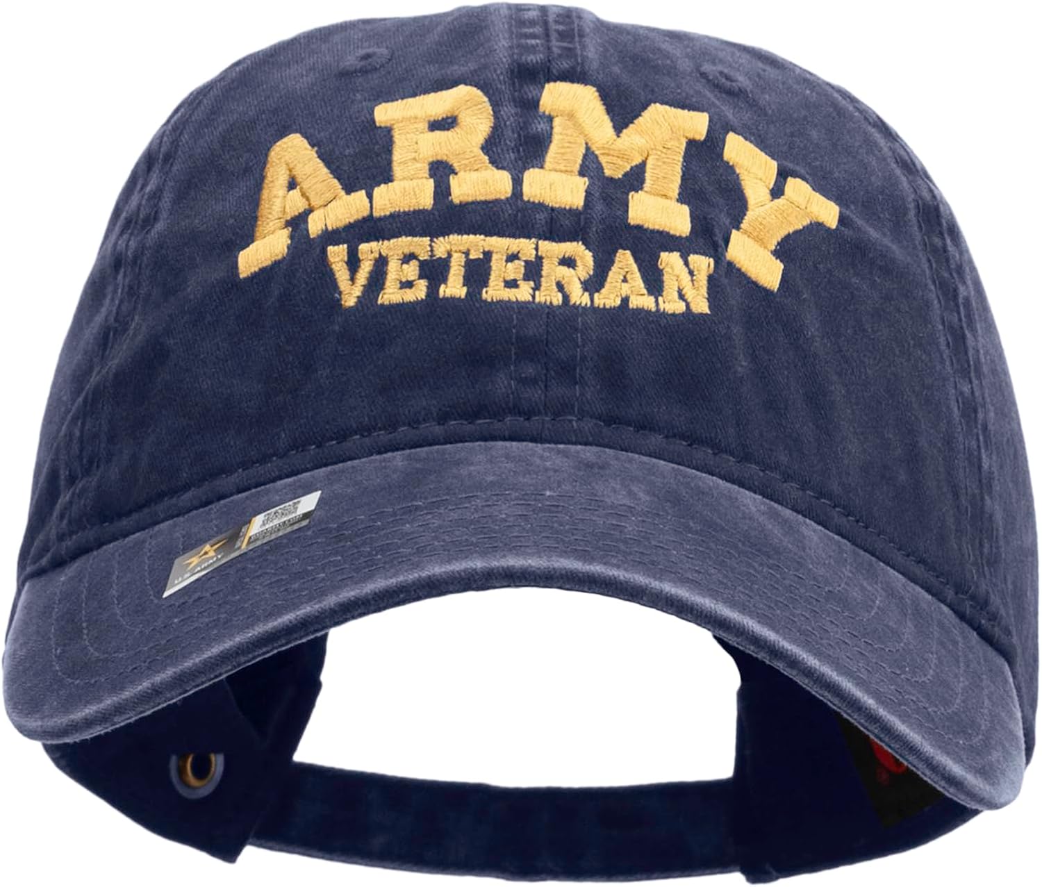 e4Hats.com Army Veteran Letters Embroidered Washed Solid Pigment Dyed Cotton Twill Brass Buckle Cap