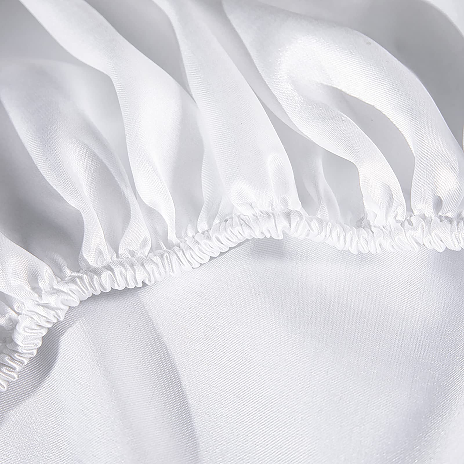 Jemiipee Spannbettuch Einfarbig Satin Seide Glänzend Betttuch Leintuch 200x200 cm für Matratzen bis 35cm Spannbettlaken Set 4teilig mit Bettlaken, Spannbettuch, 2 Kissenbezüge - Weiß