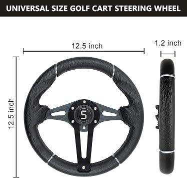 Golf Cart Steering Wheel, 12.5/320mm Universal Club Car Steering Wheel for Club Car DS and Precedent EZGO RXV & TXT Yamaha Most Golf Cart (Style 1)