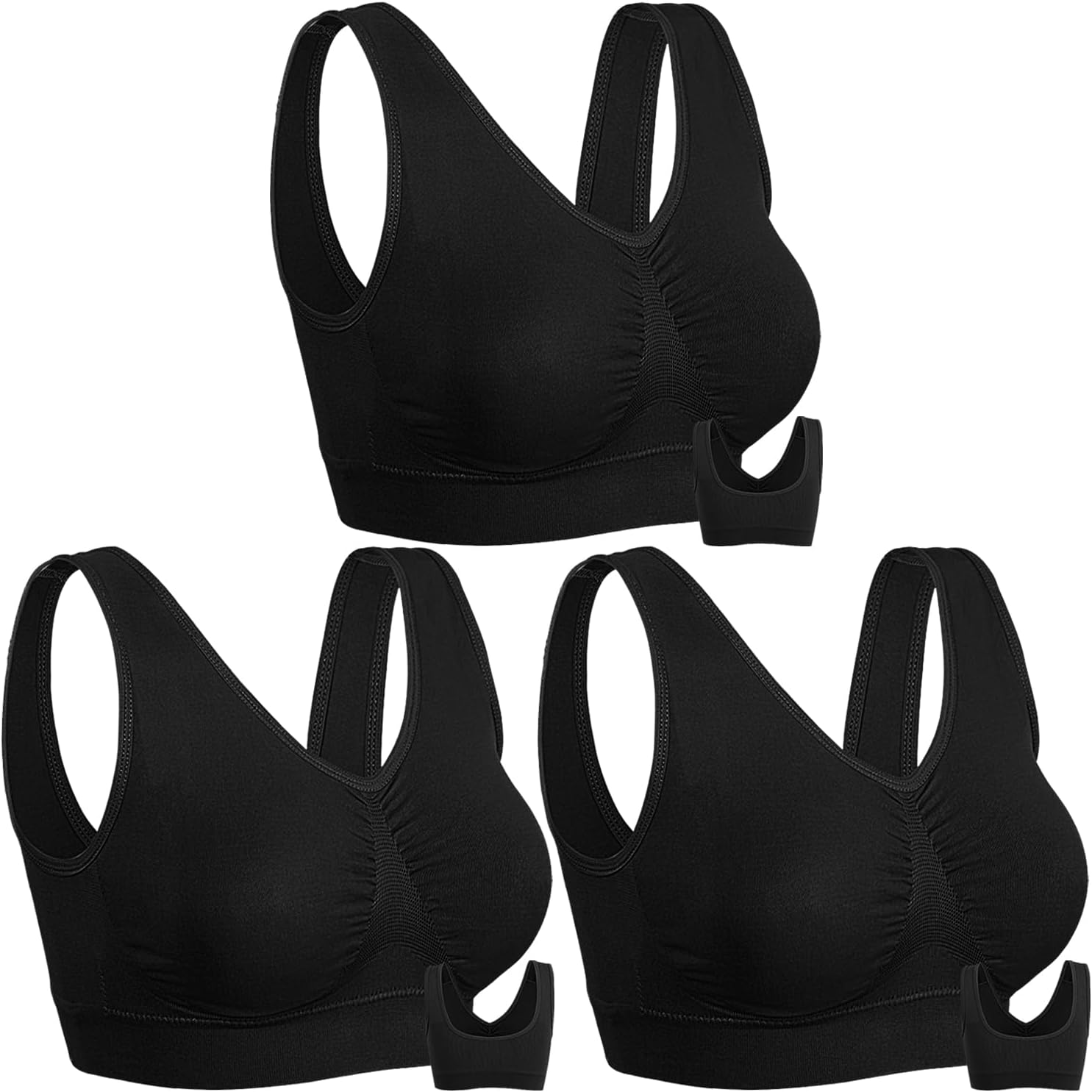 Onory 3 Pack Sports Bras for Women Wirefree Padded Workout Yoga Gym Fitness Bra Medium Support