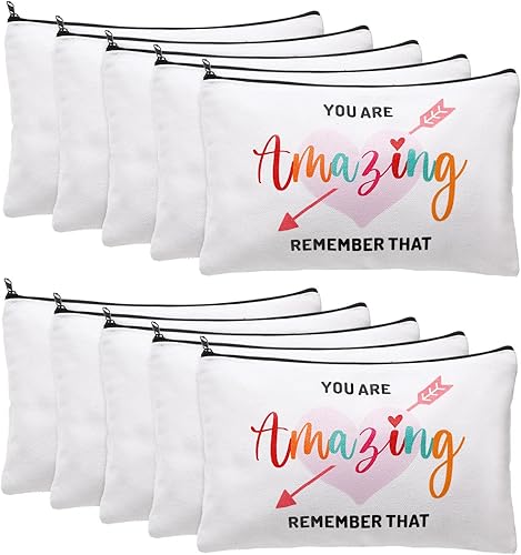 Miniatura 7 de Chunful 10 bolsas de cosméticos inspiradoras para niñas y mujeres, bolsa de maquillaje, regalos de amistad de cumpleaños para hija, hermana, You Are