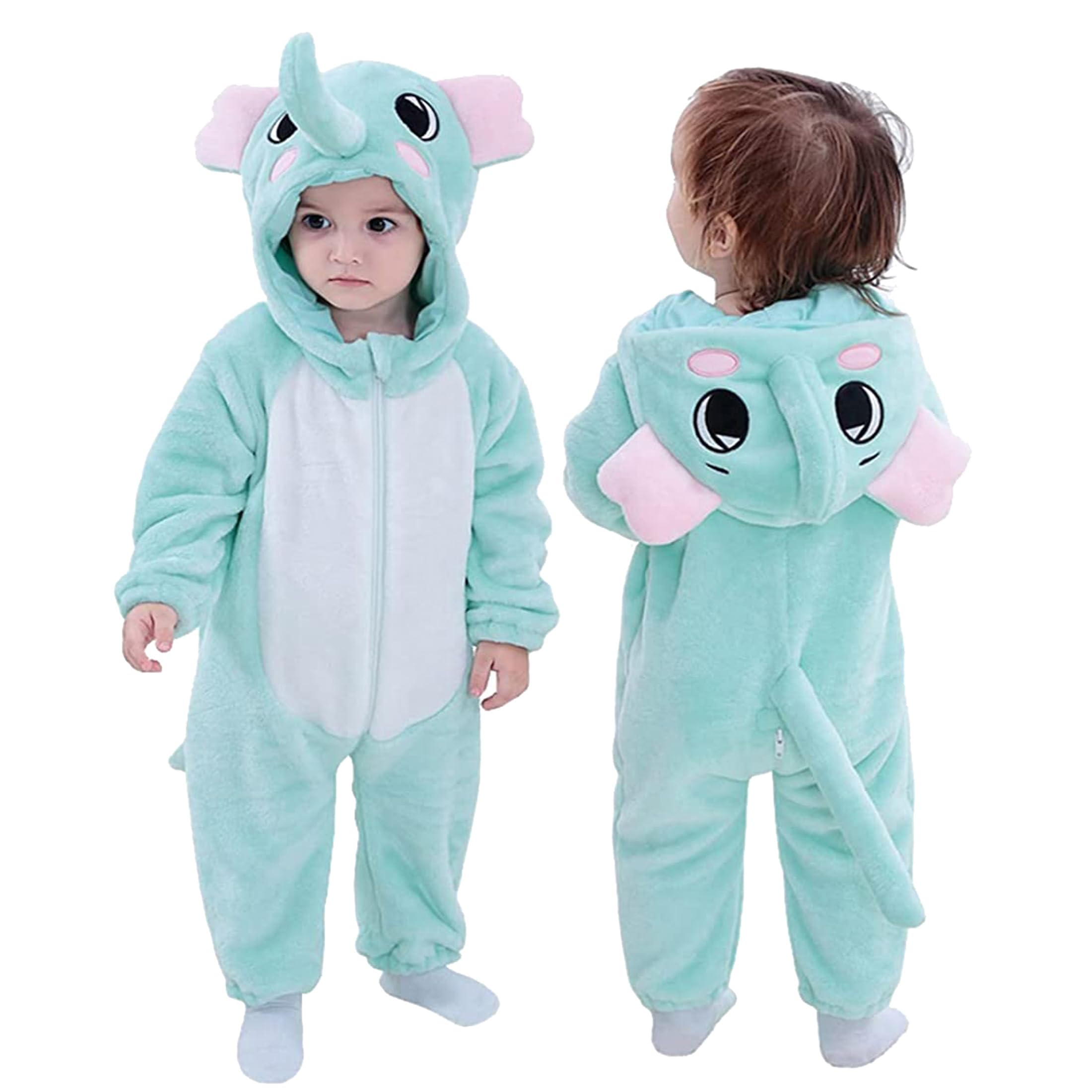 Tonwhar Toddler Infant Tiger Dinosaur Animal Fancy Dress Costume (110 (Height:35"-39"/Ages 24-30 Months), Elephant)