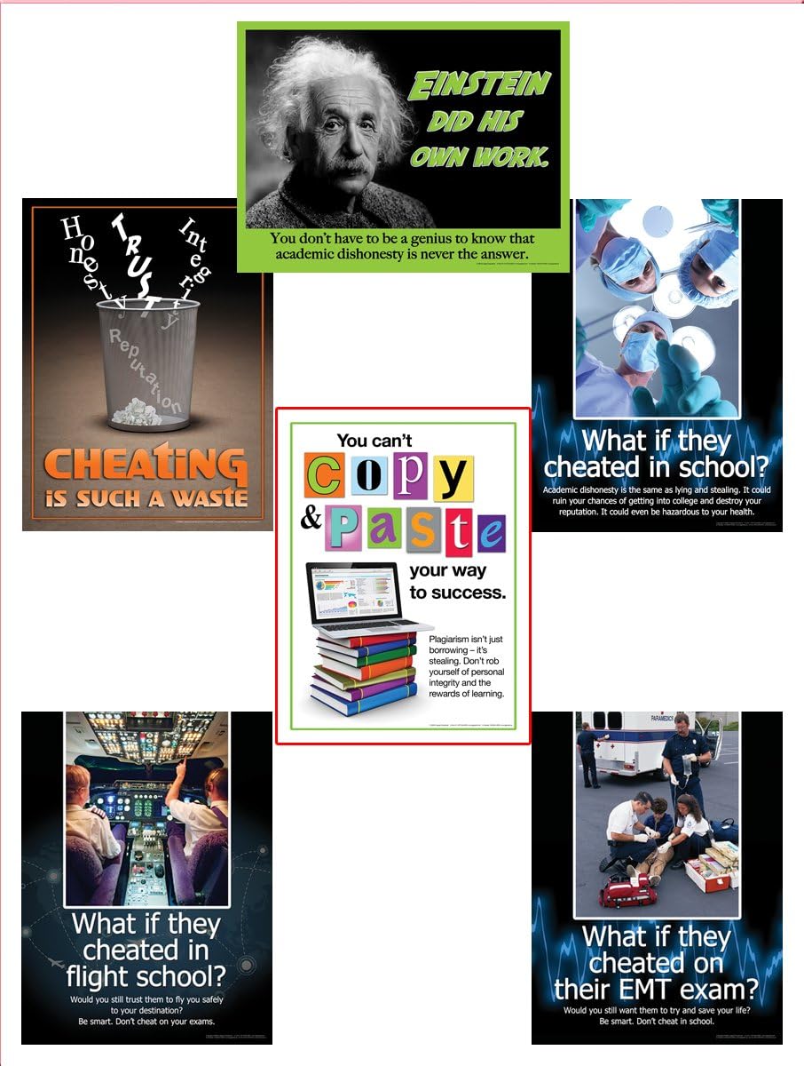 Academic Integrity Poster Set - No Cheating Series of 6 Laminated Posters