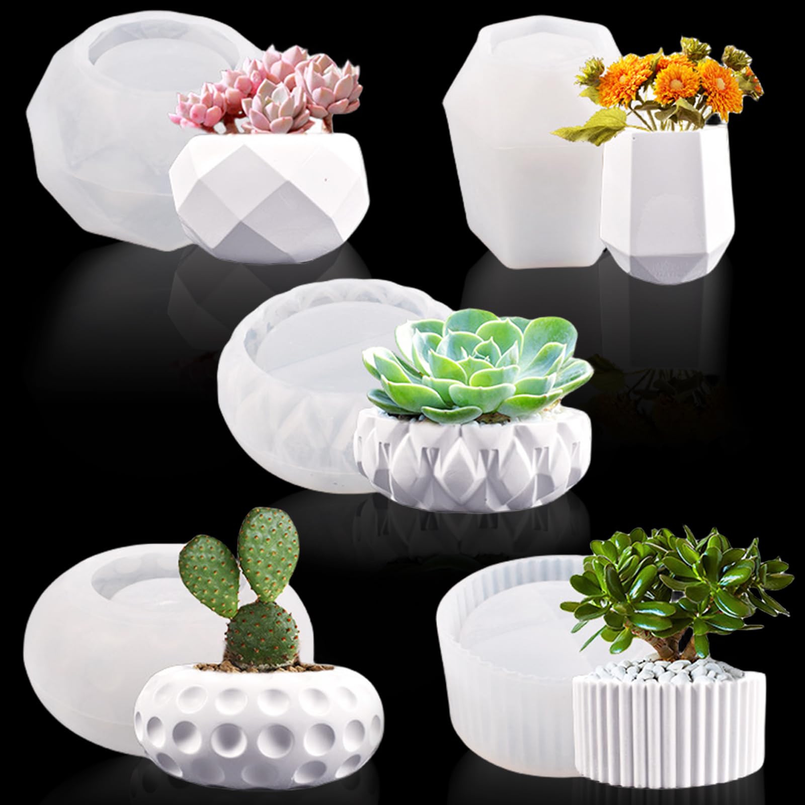 Stampi In Silicone Per Vasi E Portacandele - 2 Pezzi Per Resina, Gesso O Cemento - Foto 8