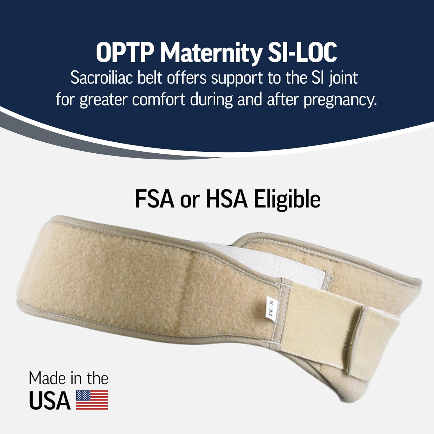 OPTP Maternity SI-LOC Support Belt – Comfortable Compression Pelvic Support Belt For Pregnancy and Postpartum SI Joint Belts for Women, Made in the USA – Small/Medium