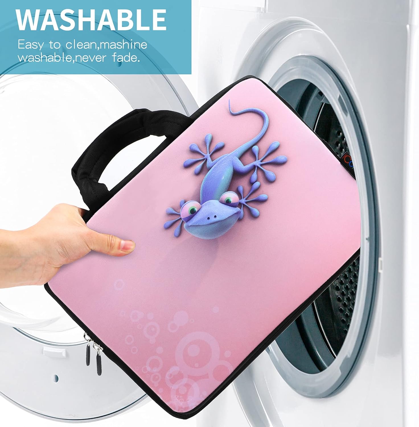 iColor 14-15.6 inch Laptop Bag Sleeve Handle Chromebook Case Holder Pouch Notebook Sleeve Neoprene Cover Soft Carrying Travel Case Cute Gecko ICB-20 - Image 6