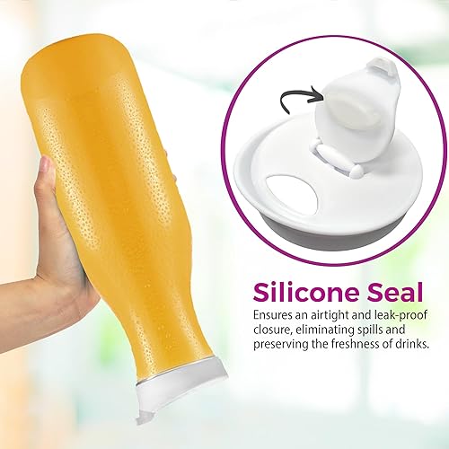 Miniatura 3 de DilaBee Jarra de agua de plástico con tapa, jarra redonda para bebidas, leche, batidos, té helado, barra de mimosa, sin BPA, no apta para