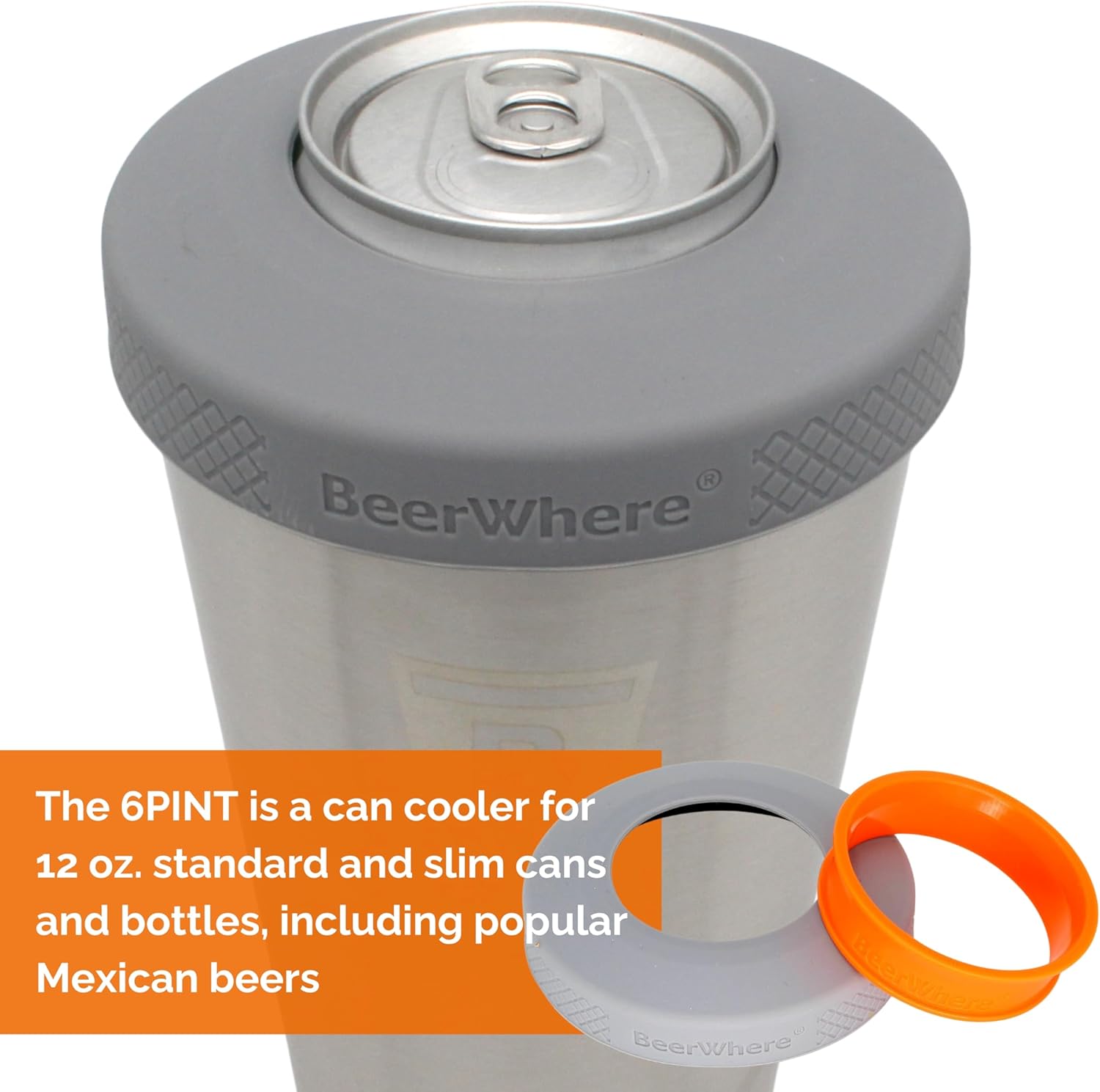 6PINT 6-in-1 Beverage Cooler | 20 oz. Imperial Pint Tumbler | Cooler for 12 to 24 oz. Plastic Cups | Cooler for 12 oz. Cans, Slim Cans, Bottles | Vacuum Insulated Stainless Steel (Light Blue)