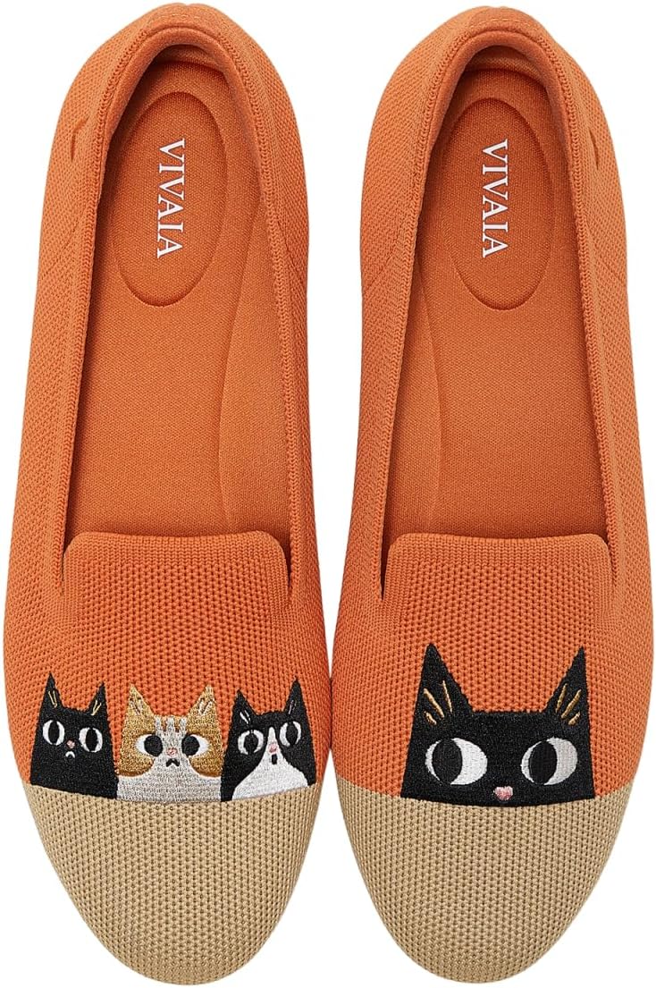 VIVAIA Audrey Embroidered Loafers Round-Toe Smart Casual Comfortable Slip On