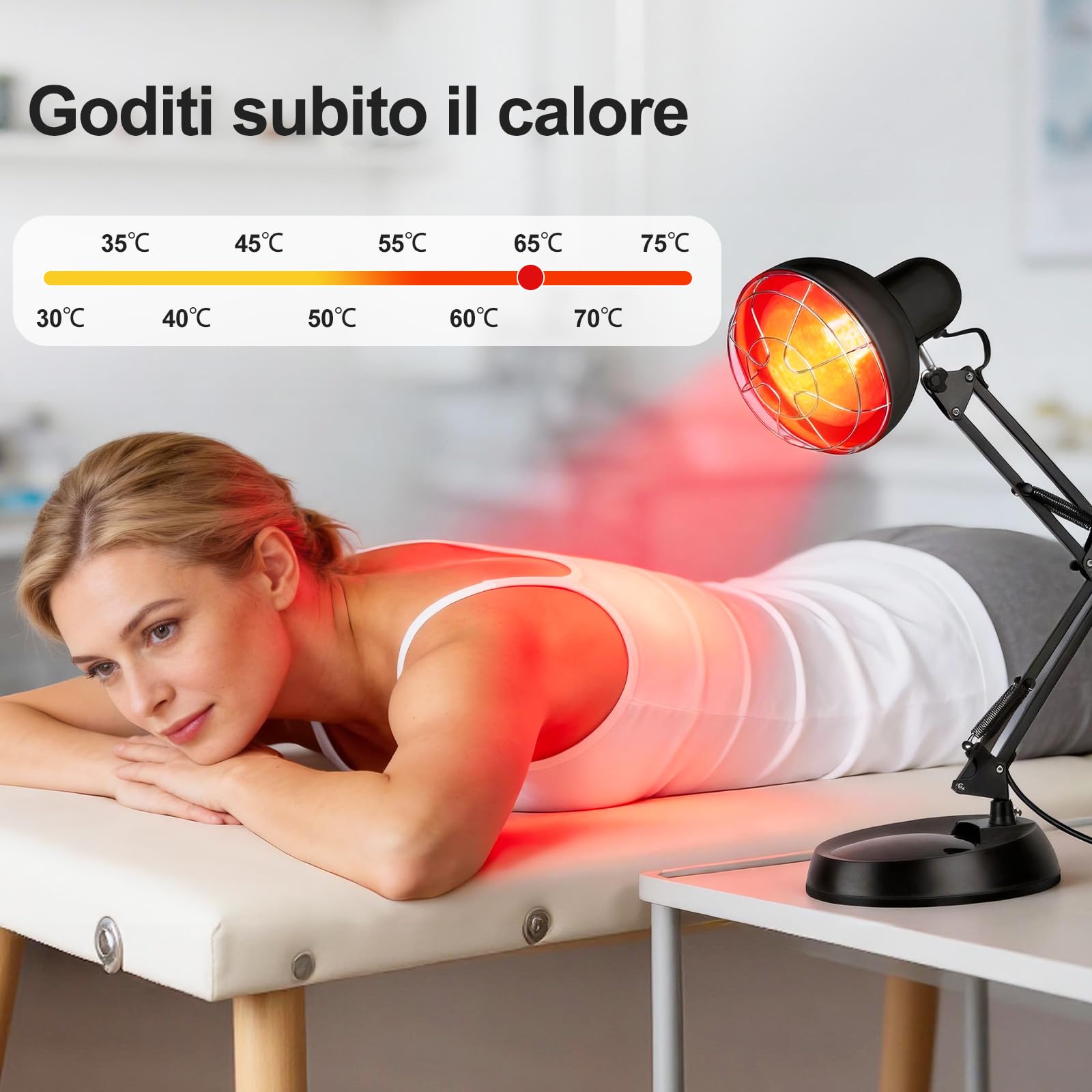 Cozion 100 watt luce rossa, riscaldamento a in-frarossi - temperatura regolabile, luce a in-frarossi con supporto e timer