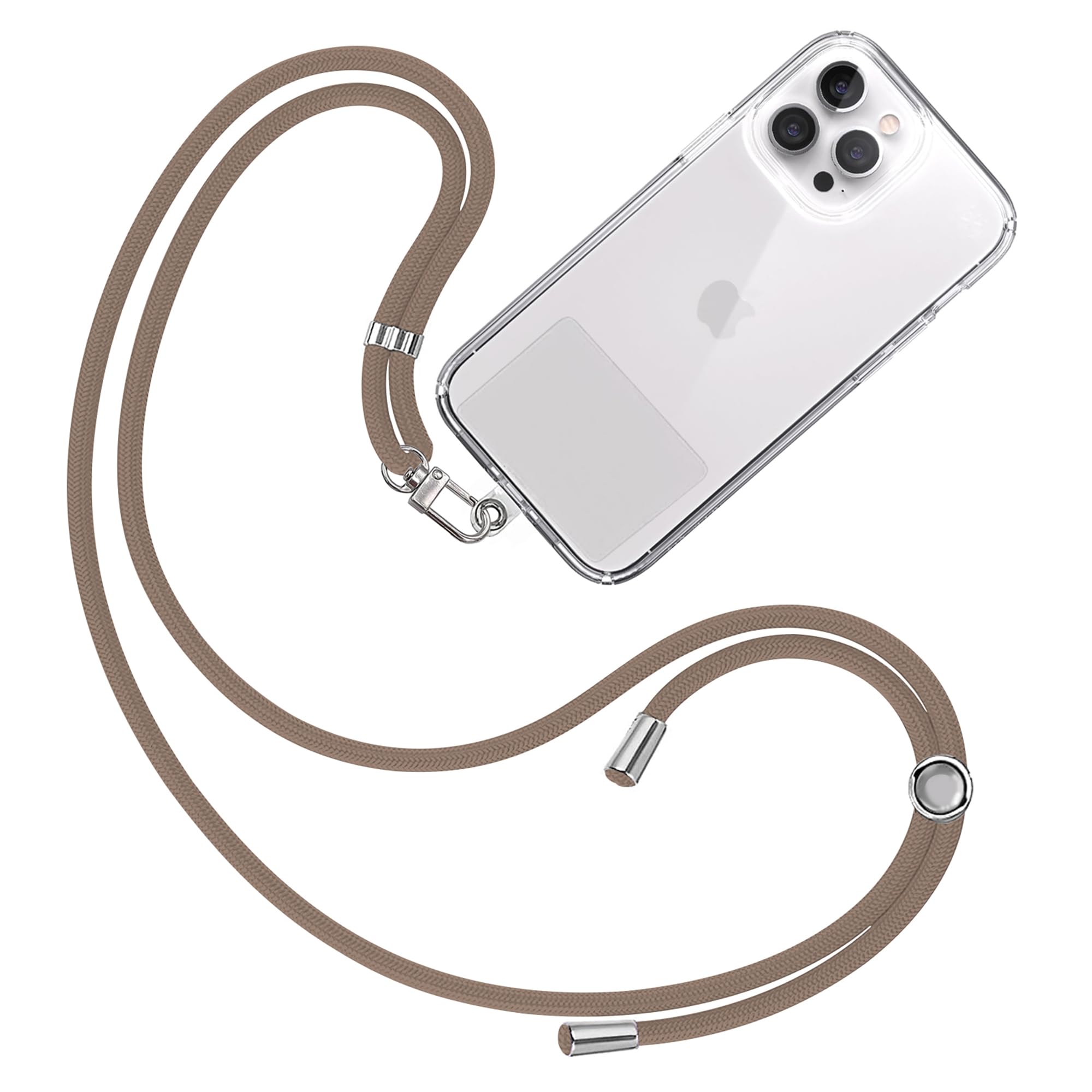 TBOC 2X Cordino Catenella Laccio Strap Porta Cover [Bianco] con Toppa di Fissaggio [Fluoro Verde] Telefono Cellulare da Collo - Tracolla Catenina con Cordini Accessori Telefoni Universale Laccetti