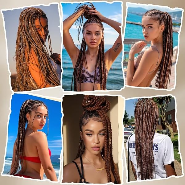 ShowJarlly 24 Inch Jumbo Braids Hair Extension, 3 Packs of Ombre Jumbo Braids Synthetic Fibre Extension (33#) Dark Auburn - 5