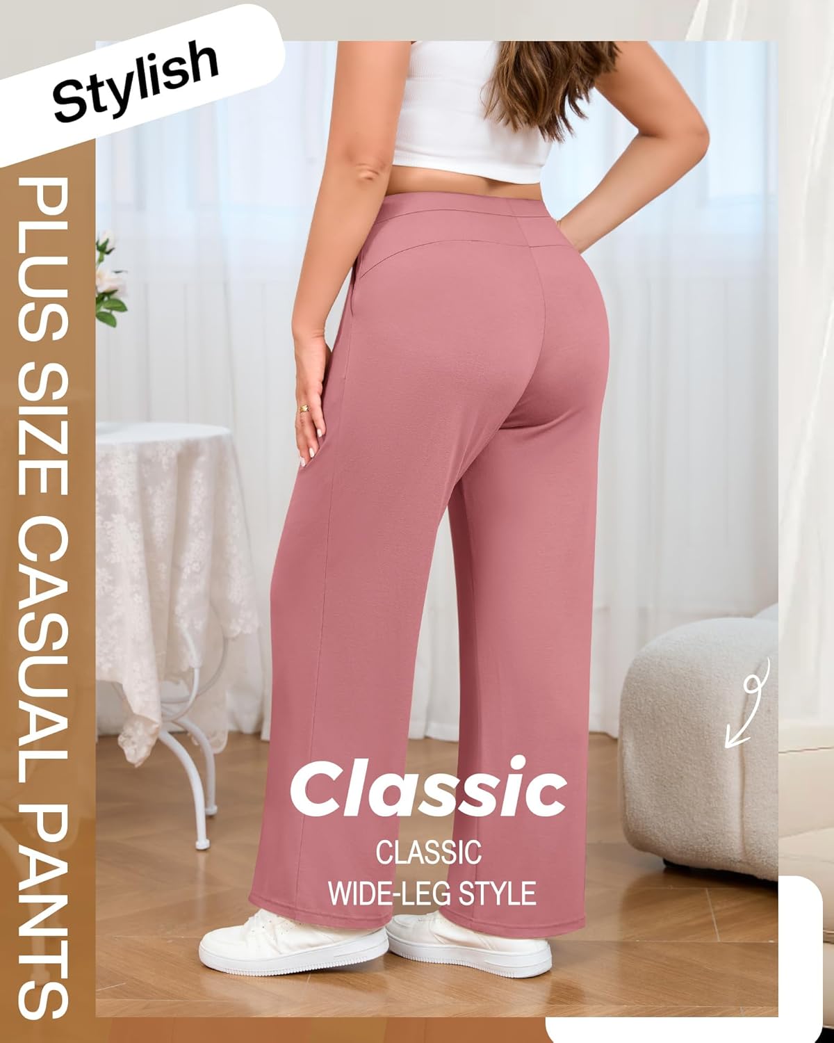 3 Pack Women's Plus Size Wide Leg Yoga Pants, Drawstring Lounge Sweatpants Loose Casual Workout Pants with Pockets - Image 2