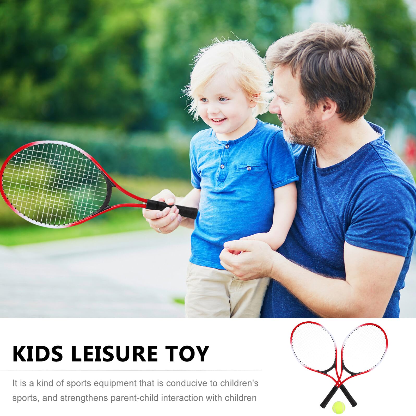 Racchetta da Tennis con Palla, Set da 2 Pezzi per Bambini | Bambini e Ragazzi, Struttura in Ferroleghe, Rete Flessibile e Impugnatura Morbida, con Borsa