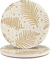 Vista 11 de Juego de 2 posavasos de mesa absorbentes de cerámica, resistentes al calor, con base de corcho, diseño de hojas para proteger los muebles