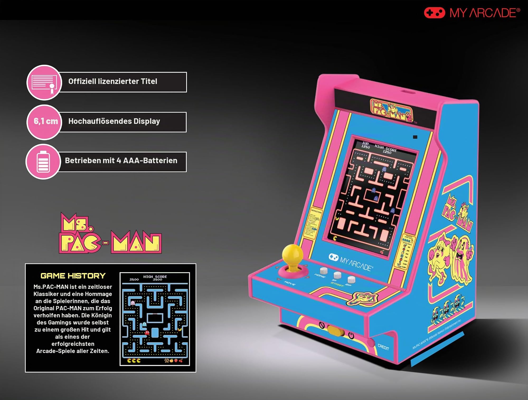 My Arcade DGUNL-7023 MS PAC-MAN Nano Player Pro Portable Retro Arcade