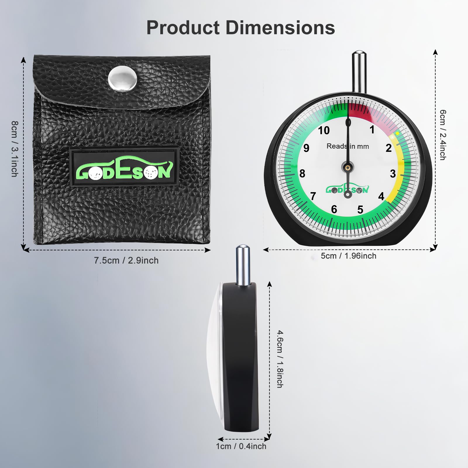 Jauge De Profondeur Pneu à Cadran 0-11mm - Jauge Usure Pneu Moto Voiture Camion Avec Code Couleur