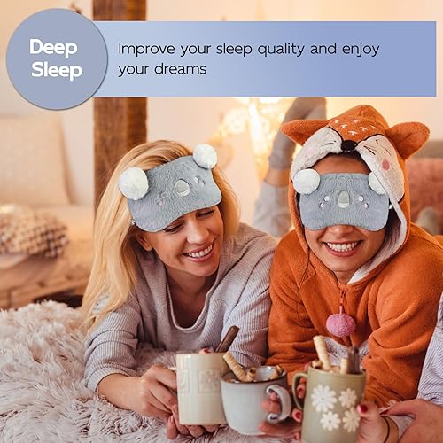 Vista 51 de Lindas máscaras para dormir, máscara de ojos de gato de dibujos animados, máscara de felpa para dormir y venda de viaje, divertida sombra de ojos
