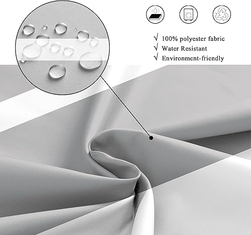 Miniatura 4 de Riyidecor Clawfoot - Cortina de ducha de 180 pulgadas de ancho x 70 pulgadas de alto, envolvente, redonda, extra ancha, gris, blanco, tela a rayas,