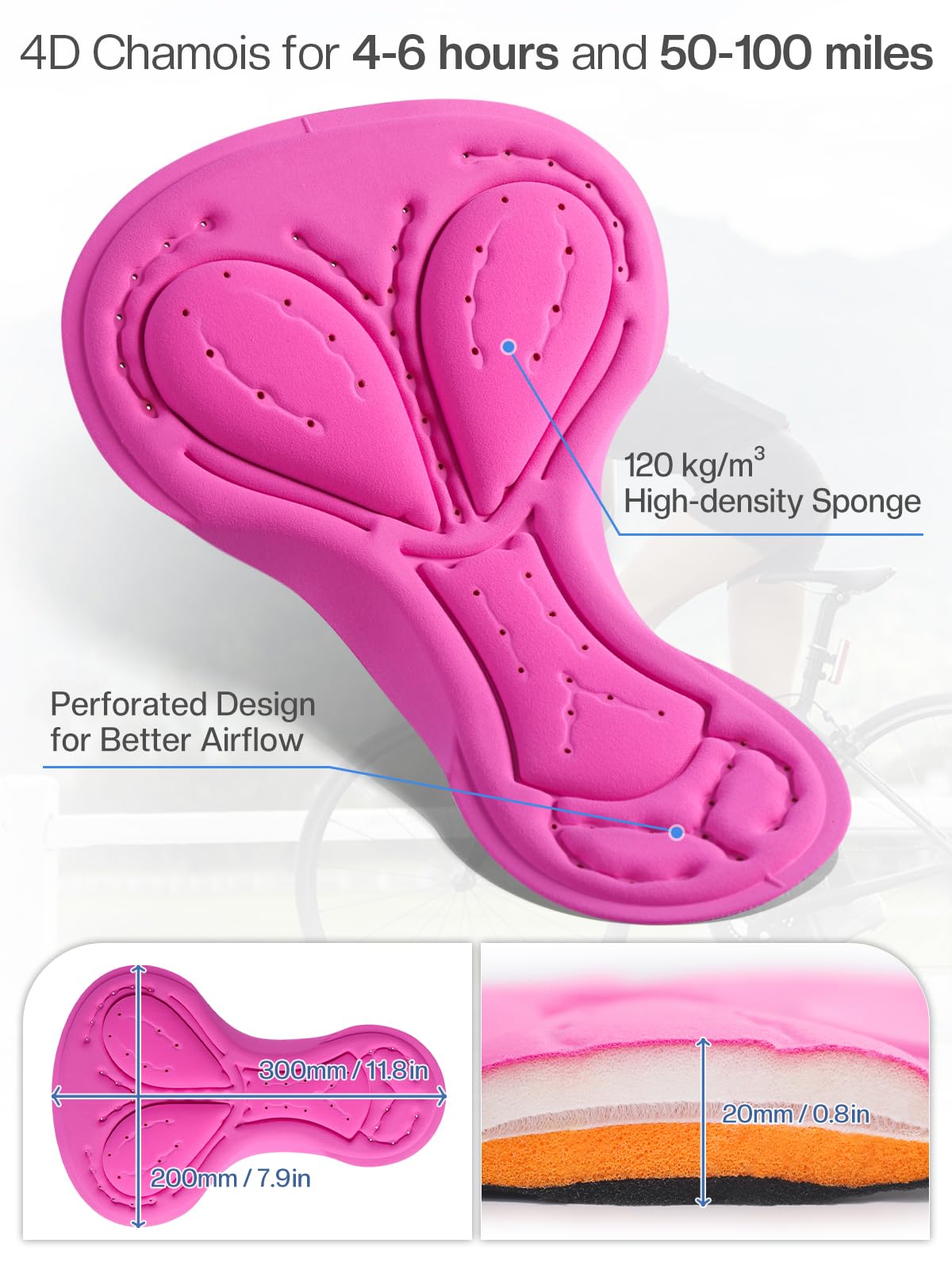 BERGRISAR Cuissard de cyclisme rembourré pour femme 5D Gel Sous-vêtement de vélo respirant