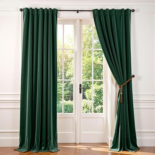 Miniatura 75 de Lazzzy Cortinas Opacas de Terciopelo con Aislamiento Térmico para Ventanas de Habitación, Cortinas de Lujo Súper Suaves para Sala de Estar, Salvia