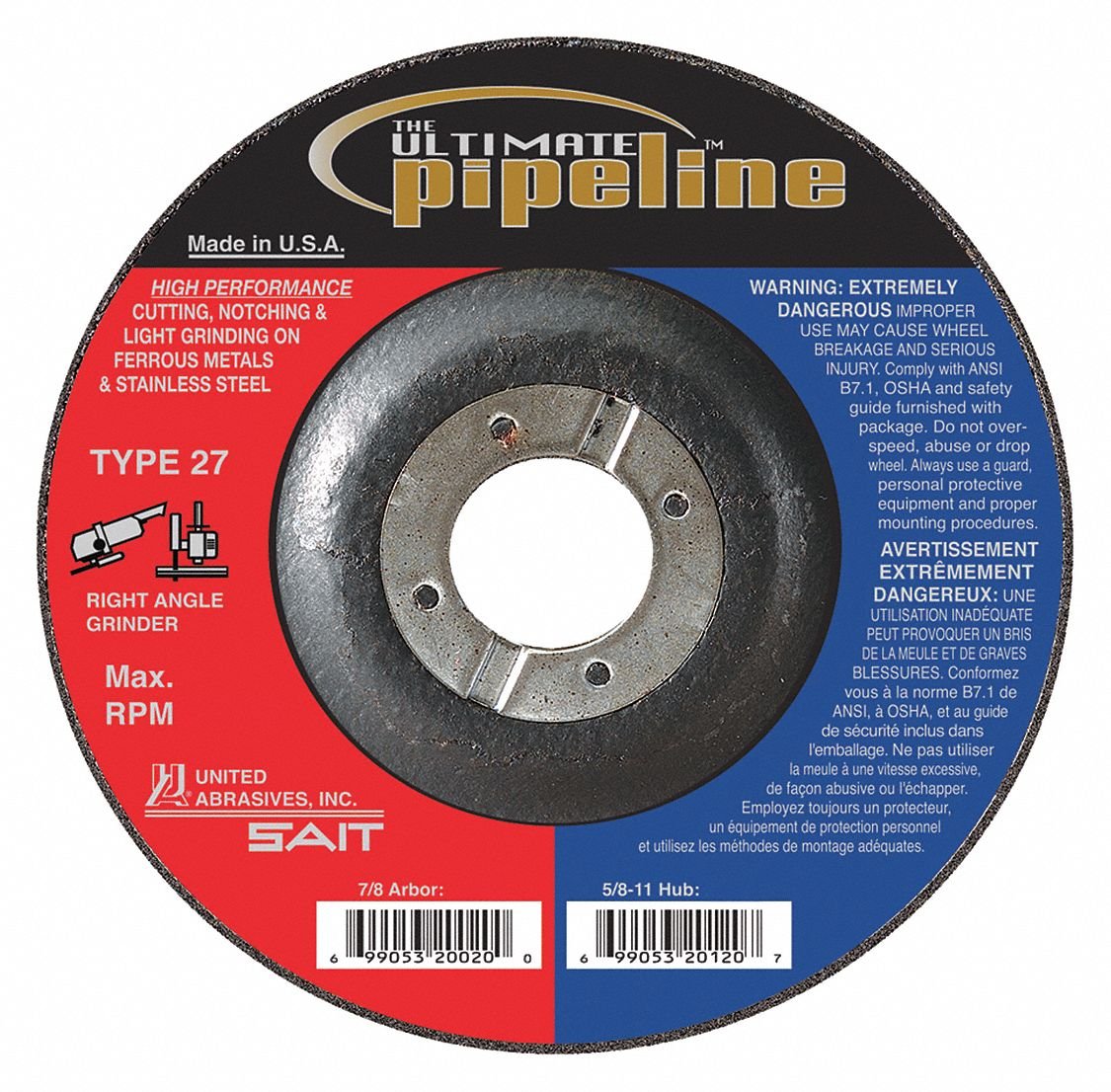 DT 6" X 1/8" X 7/8" Pipeline Cutting/Grinding Wheel - Aluminum Oxide, 25-Pack, Type 27, Reinforced Fiberglass For Safety - View #6